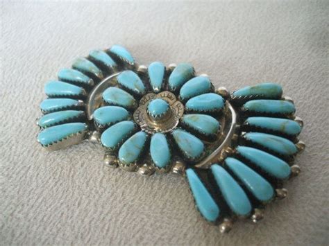 Large Vintage NAVAJO Sterling Silver Petit Point Cluster TURQUOISE