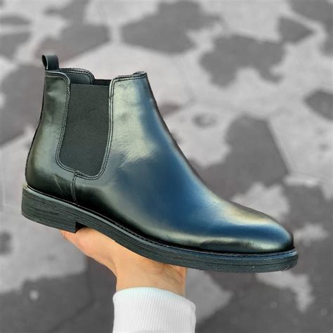 Mens Classic Premium Leather Chelsea Boots In Black