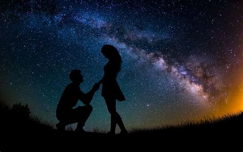 Hd Wallpaper Engagement Couple Night Sky Togetherness Two People Star Space Wallpaper