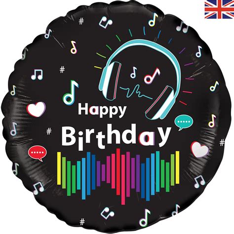 Oaktree 18 Media Music Birthday Holographic Foil Balloon