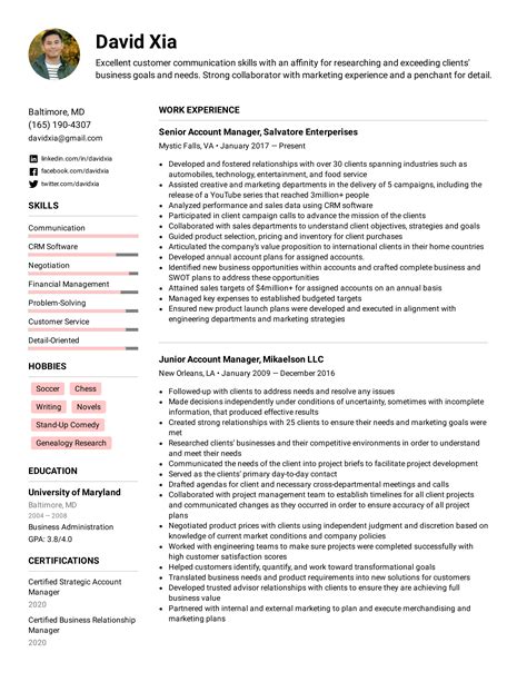 Account Manager Resume Example And Writing Tips For 2021