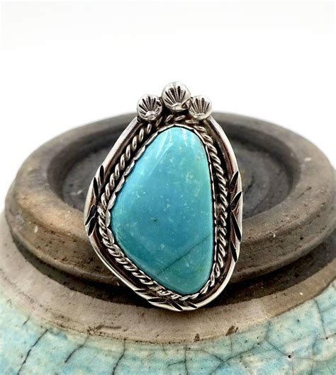 Vintage STERLING TURQUOISE RING Navajo Native American Etsy
