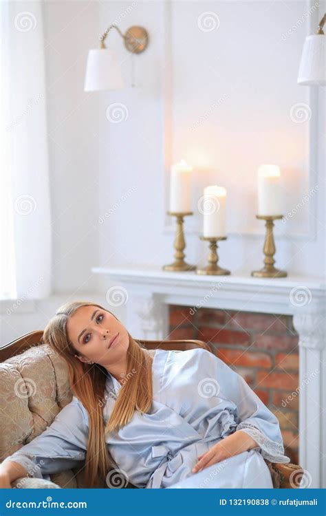 Woman In Silk Robe Stock Photo Image Of Pretty Elegance