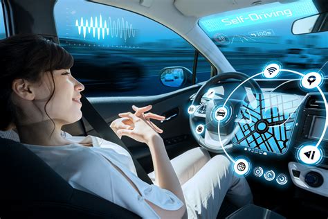 Woman Riding Autonomous Car Self Driving Vehicle Autopilot