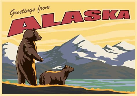 Postcard From Alaska Vector Art Postcard Alaska