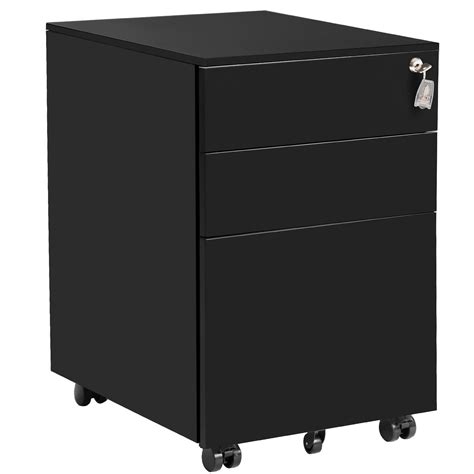 Black desk with file drawer. Three Drawer File Cabinet Mobile Metal Lockable File ...
