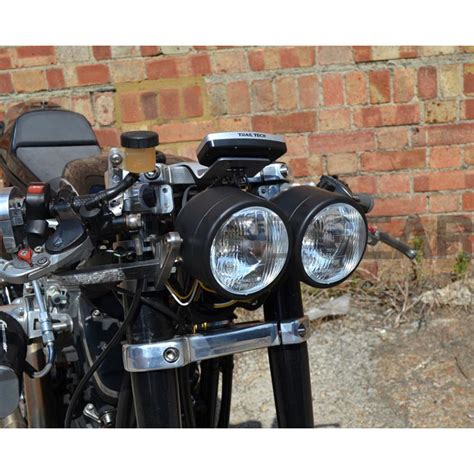 Motorcycle Dual Twin Headlight Headlamp For Tracker Street Fighter Bike