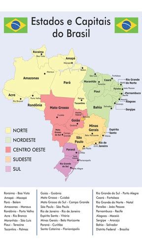 Banner Didático Mapa Dos Estados E Capitais Do Brasil Sil401 Mercado