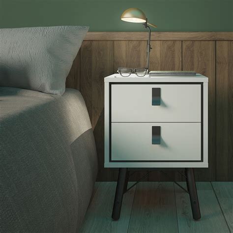 Ry Matt White Bedside Cabinet With 2 Drawers Free Delivery Own