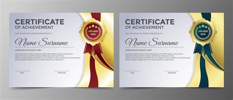 Achievement Certificate With Gold Green And Red Ribbons 1271714 Vector