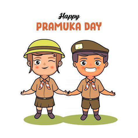 Pramuka Indonesian Scout Couple Kids Illustration 2966750 Vector Art At