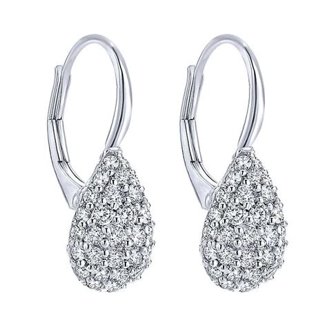 14k White Gold Diamond Drop Earrings Eg12704w45jj Diamond And Design