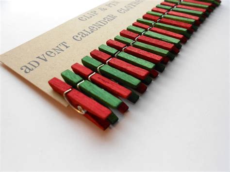 Mini Clothespins Advent Calendar Red Green 25 Small Etsy