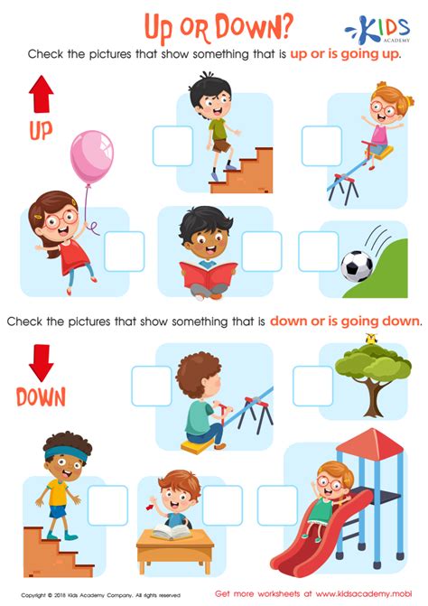Up Or Down Worksheet Free Printable Pdf For Kids
