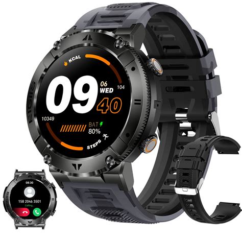 Eigiis Outdoor Tactical Smart Watch For Men Military 1 32” Touchscreen Bluetooth Answer Make