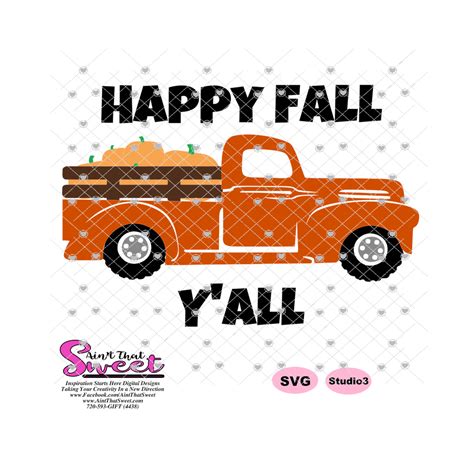 Happy Fall Yall Orange Buffalo Plaid Pumpkin Truck Transparent Png