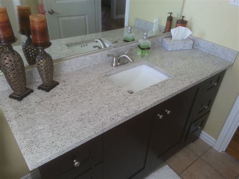 Today's laminate countertops can look convincingly like granite, marble, wood, or even leather. Bathroom vanity using River white granite countertops, and ...