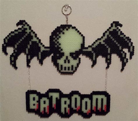 Bat Skull And Batroom Sign In Perler Beads Melty Bead Patterns Hama