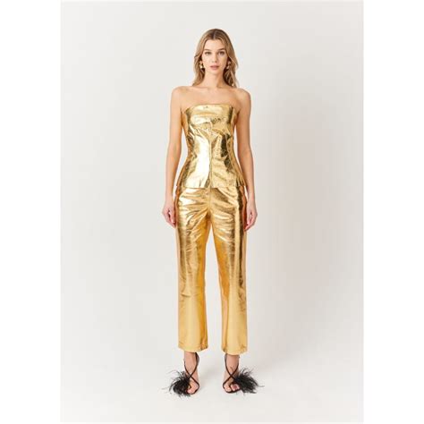 Lupe Gold Textured Metallic Trousers Amy Lynn Wolf And Badger