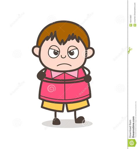 Disappointed Expression Cute Cartoon Fat Kid Illustration Stock