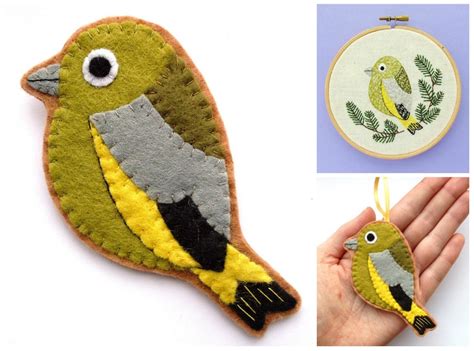 Greenfinch Pdf Pattern Felt Bird Sewing Tutorial And Etsy Uk