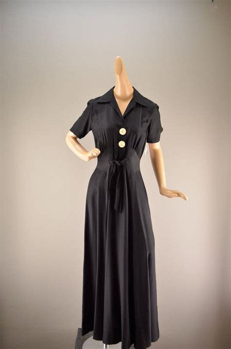 1940s Black Dressing Gown 40s Lounge Wear Size Medium Vintage Etsy