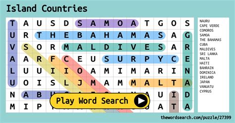 Island Countries Word Search