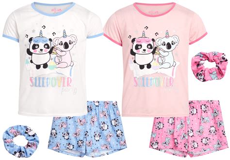Delias Girls Pajamas Shorts Set 4 Piece Sleepwear T Shirt And