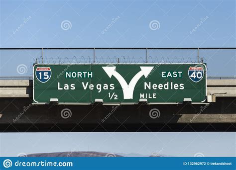 Las Vegas Interstate 15 And 40 Freeway Arrow Sign Stock Photo Image