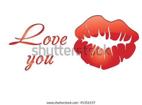 Red Lips Love Words On Valentine Stock Vector Royalty Free 45356137