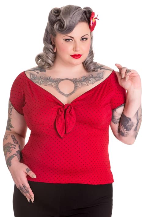 Hell Bunny Plus Size Red And Black Rockabilly Polka Dot Cilla Top [hb6454r] 26 99 Mystic