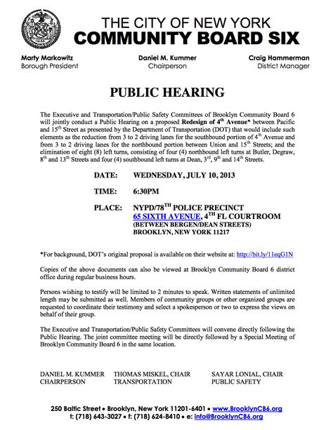 Public Hearing On A Proposed Redesign Of 4th Avenue