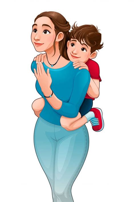 Mother With Son On Her Back Premium Vector Freepik Vector People