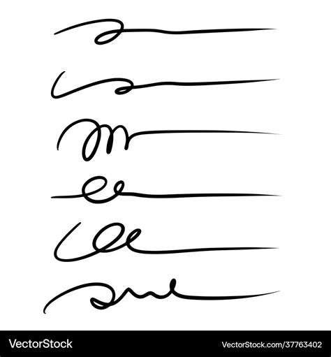 Hand Lettering Lines Signature Lines Isolated Vector Image