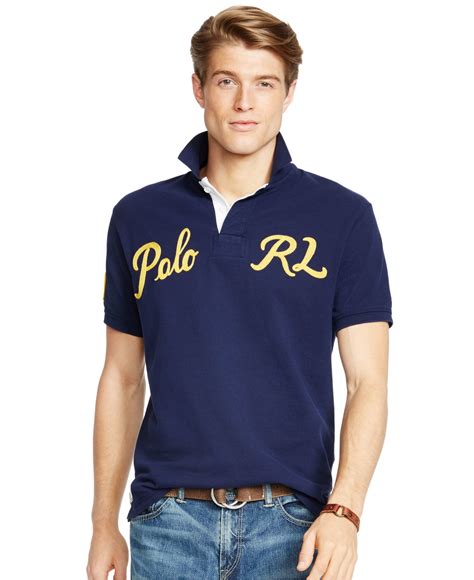 Lyst Polo Ralph Lauren Custom Fit Varsity Mesh Polo In Blue For Men