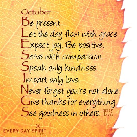 October Blessings With Great Love Every Day Spirit A Daybook Of
