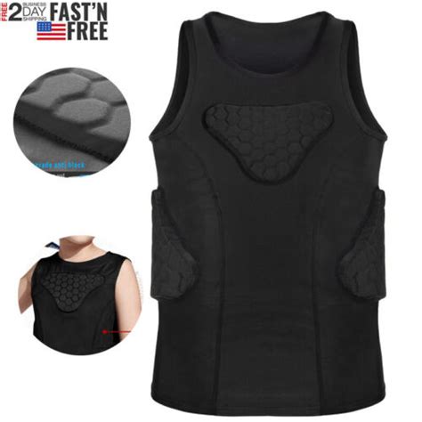 Tuoy Men Padded Football Compression Sleeveless Shirt Vest For Chest