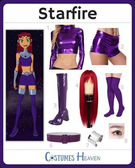 starfire teen titans costume for cosplay and halloween 2024