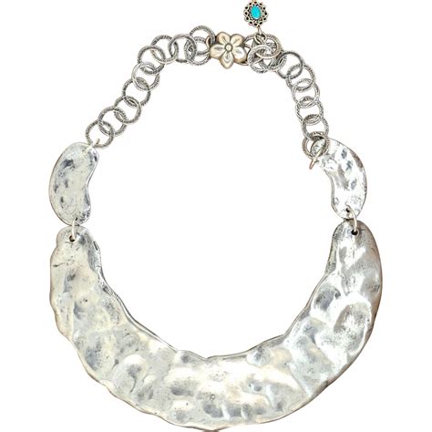 Handmade .975% Pure Silver Hammered Collar Necklace. from ...