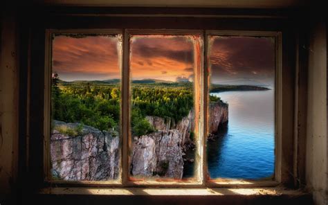 Wallpaper Landscape Colorful Forest Window Sunset Lake Nature