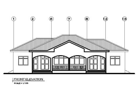 Front Elevation Of 20x11m Twin House Plan Is Given In This Autocad