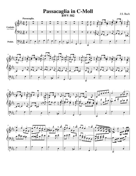 Bach Passacaglia And Fugue In C Minor Bwv 582 Sheet