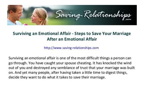 surviving an emotional affair steps to save your marriage after an
