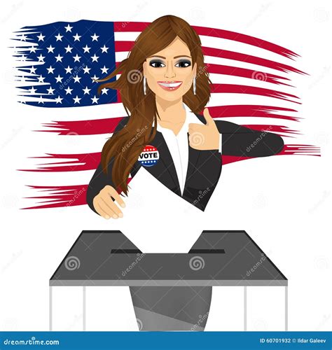 Businesswoman Putting Ballot In Vote Box Stock Vector Illustration Of Decision Businesswoman