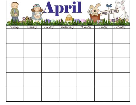 Patty Wraps April Calendar