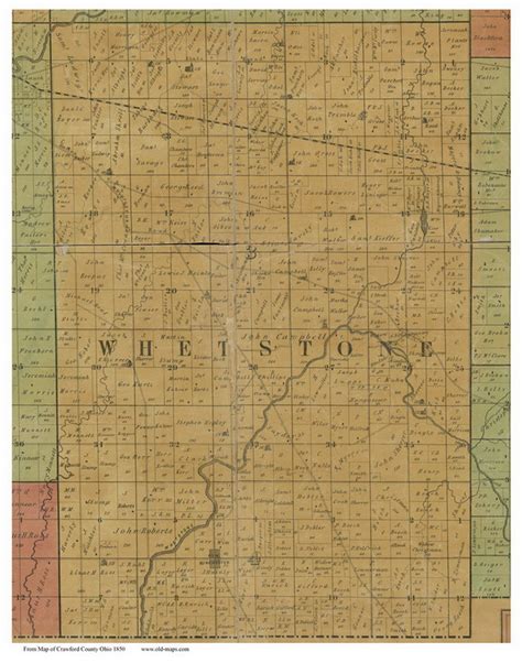 Whetstone Whetstone Ohio 1850 Old Town Map Custom Print Crawford