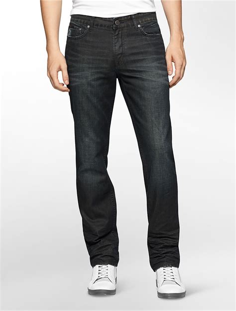 Calvin Klein Jeans Slim Straight Leg Velocity Black Wash Jeans In Black