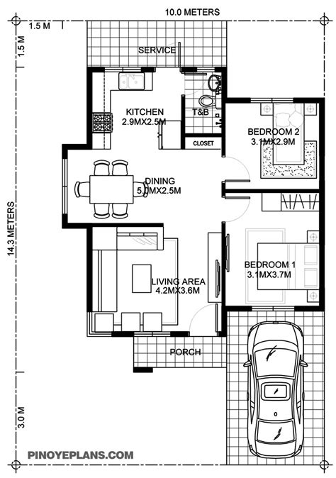 Which plan do you want to build? Wanda - Simple 2 Bedroom House with Fire Wall | Pinoy ePlans