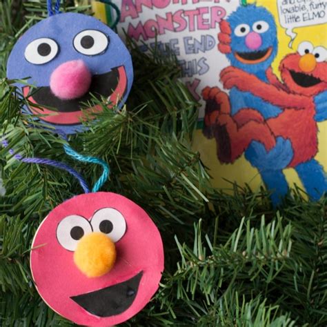 Double Sided Elmo And Grover Ornaments Glue Sticks And Gumdrops
