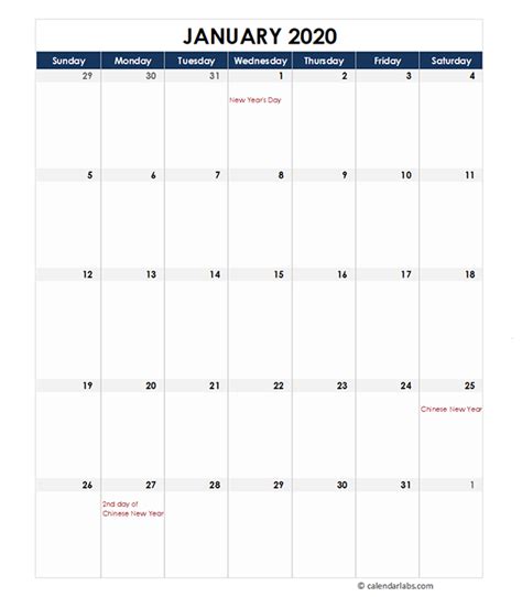 2020 Monthly Malaysia Calendar Template Free Printable Templates
